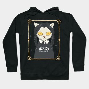 Moody Est 7 am Girl Cat Creepy Scary Halloween Hoodie